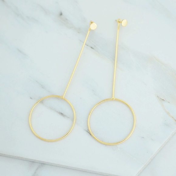 NEW Drop Hoop Earrings - Picture 3 of 5